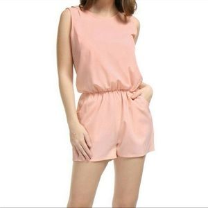 Peach shorts romper Sz S Beach Preppy Coastal Minimalist Twee Coquette Summer